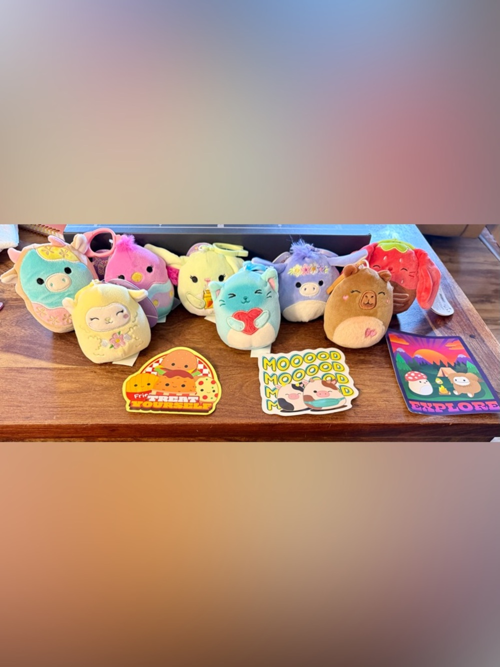 NWT 8 Squishmallows Holiday Keychains/Mystery Squad & 3 Stickers *See Desc